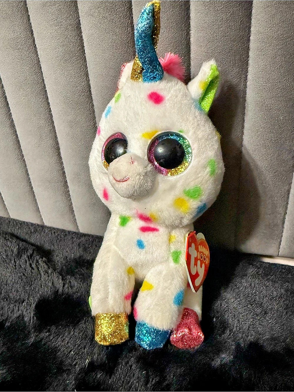 Ty Harmonie the Unicorn Beanie Boos Plush White & Pink